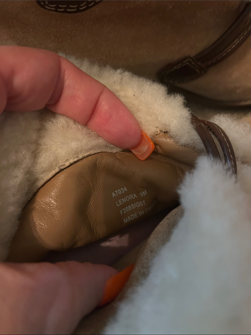 Coach Lenora Tan Suede Shearling-Trim Block Heel Boots - Picture 7 of 10